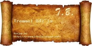 Tremmel Béla névjegykártya